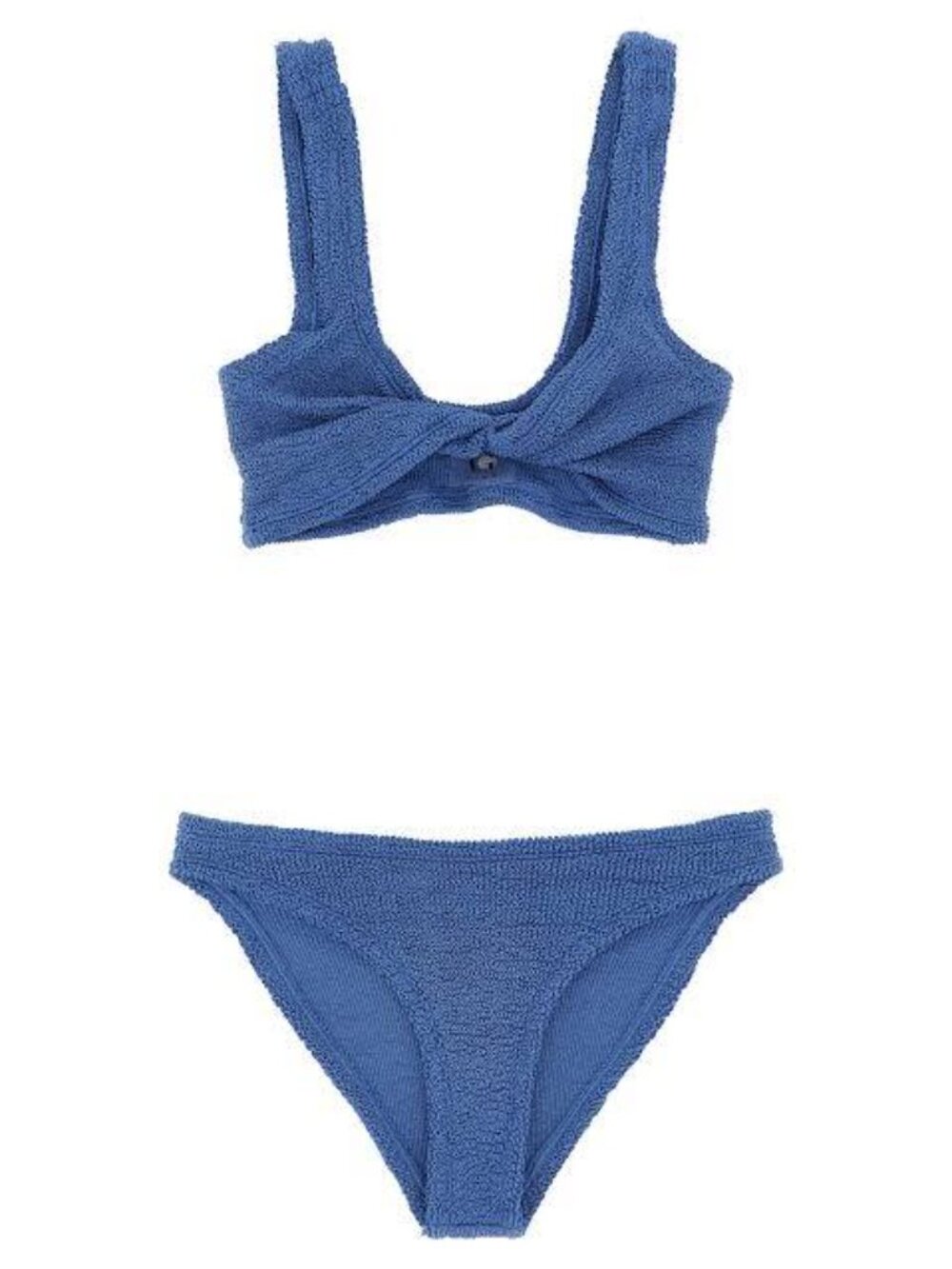 Hunza G Juno Crinkle Twist Two-Piece Swimsuit in Cornflower Blue